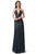 Jovani - 1551 Sleeveless Deep V-neck Sheath Dress With Train In Black and Blue