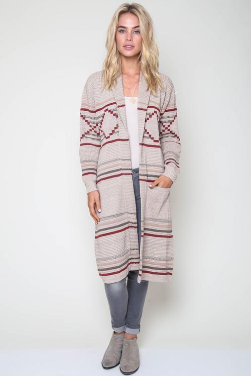 GODDIS - VANCE LONGLINE KNIT JACKET IN SAND CITY P/S