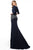 Jovani - 68806 Bead Embroidered V-Neck Sheath Dress In Blue