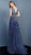 Jovani - 62819 Beaded V-neck A-line Dress In Blue