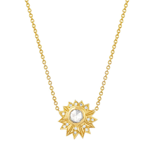Vintage Rose Cut Diamond Sun Necklace