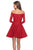 La Femme - 28175 Lace Long Sleeve Off-Shoulder A-line Dress In Red
