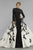 Janique W1632 - Long Sleeve Congregated A-Line Open overlay Gown In Black and  White