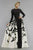 Janique W1632 - Long Sleeve Congregated A-Line Open overlay Gown In Black and  White