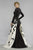Janique W1632 - Long Sleeve Congregated A-Line Open overlay Gown In Black and  White