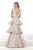 Janique - Embroidered V-Neckline Tiered Mermaid Long Evening Gown W1679 In Pink