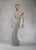 Janique - W1683 Embellished Illusion Bateau Fringe Sheath Gown In Silver
