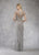 Janique - W1683 Embellished Illusion Bateau Fringe Sheath Gown In Silver