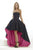 Janique  W1689 Strapless Straight Across Neckline Hi-Lo BallGown  In Black and  Pink