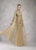 Janique - Crystal Embellished Caped Evening Gown W17010 In Gold
