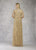 Janique - W17010 Fully Embellished Caped Evening Gown In Gold