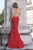 Janique W1715 - Illusion Strapless Open Back Ruffle Long Gown  In Red