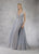 Janique - W2063 Embellished Plunging V-neck Gown with Overskirt In Blue