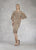Janique - W2068 Quarter Tulip Sleeves Lace Appliqued Sheath Dress In Neutral
