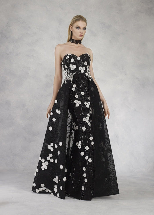 Janique - W2070 Strapless Sweetheart Ballgown In Black and White