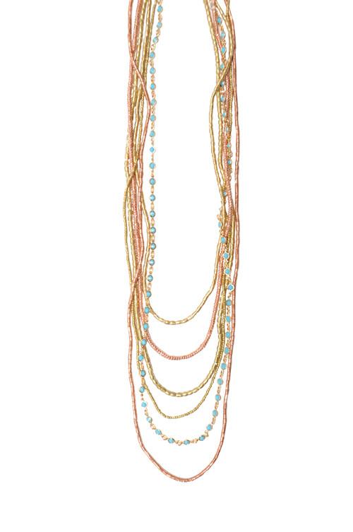 6 Layer Bohemian Crystal Turquoise Necklace