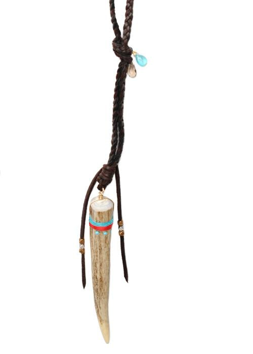 Navajo Crystal Deer Tip Necklace