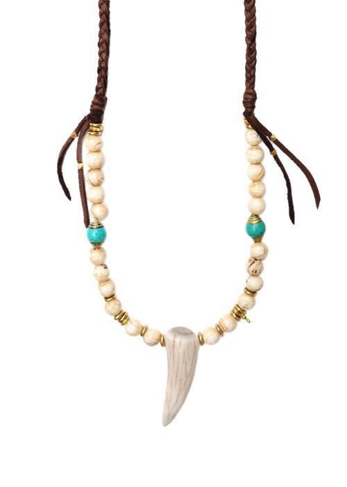 Heather Gardner - Tenaya Elk Horn Necklace in Turquoise Bead