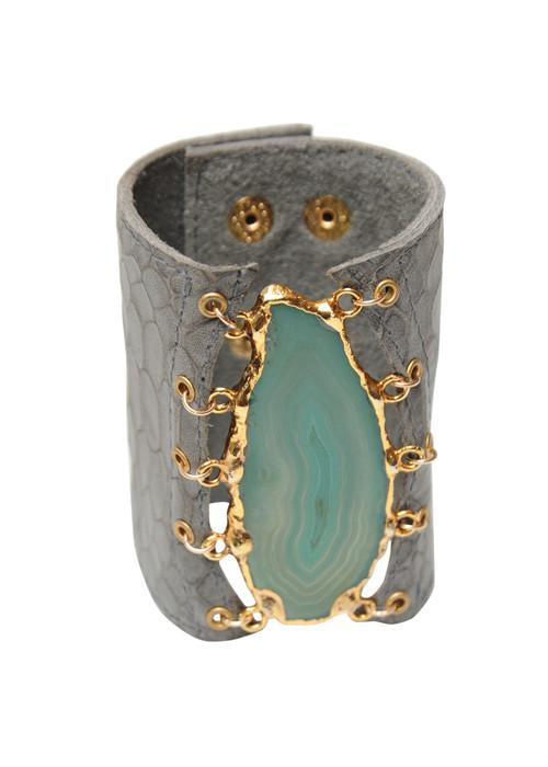 Malibu Agate Leather Cuff