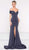 Colors Dress - 2014 Fitted Off-Shoulder Trumpet Evening Gown in Blue