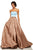 Sherri Hill - 52776 Two Piece Strapless Beaded Belt A Line Satin Dress In Blue and Brown