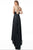 Jovani - 1551 Sleeveless Deep V-neck Sheath Dress With Train In Black and Blue