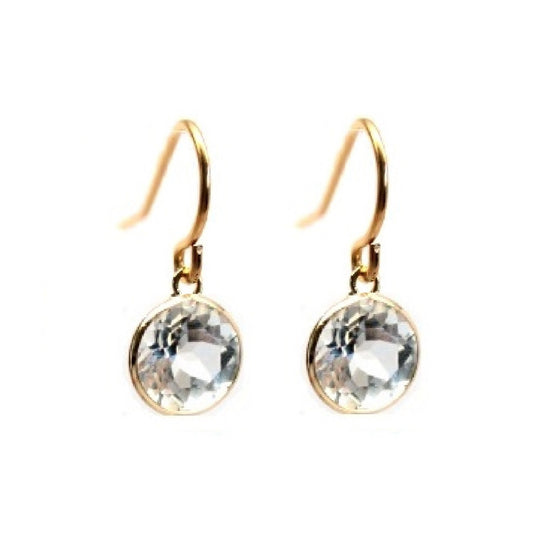 14k Gold White Topaz Drop Earrings