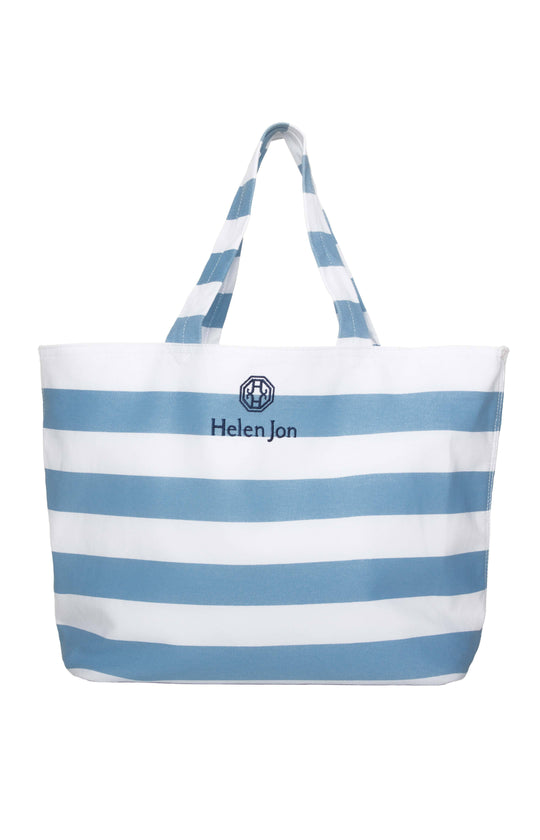 BLUE AND WHITE STRIPE TOTE