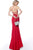 Jovani - JVN63407 Halter Neck Trumpet Dress With Train In Red