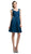 Cinderella Divine - 3832 Wide Strap keyhole Back Ruched Cocktail Dress In Blue and Green