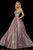 Sherri Hill - 52960 V- Neckline Empire Glitter A Line Dress In Pink and Silver