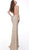Jovani - 63160 Beaded Illusion Halter Sheath Dress In Neutral