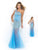 Blush - X233 Crystal Embellished One Shoulder Evening Dress In Blue