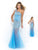 Blush - X233 Crystal Embellished One Shoulder Evening Dress In Blue