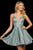 Sherri Hill - 52955 Short Glitter Empire A Line Dress In Green and Silver