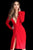 Jovani - 3059 Ruched Plunging V-Neck Cocktail Dress In Red