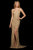 Sherri Hill - 53162 Bead Embellished V-Neck Dress with Slit In Neutral and Gold