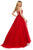 Sherri Hill - 53116 Floral Lace Appliqued Lace-up Back Ballgown In Red