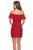 La Femme - 28147 Ruffled Off-Shoulder Cocktail Dress In Red