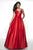 Blush by Alexia Designs - 5704 Sleeveless V-Neck Bow Accent Ballgown In Red