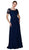Nox Anabel - Lace Applique Short Sleeve Top Chiffon Dress Y514 In Blue