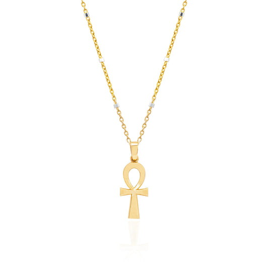 Logan Hollowell - NEW! Solid Eternal Ankh Cross Necklace in Yellow Gold