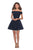 La Femme - 28234 Off-Shoulder A-line Short Dress In Blue and Black