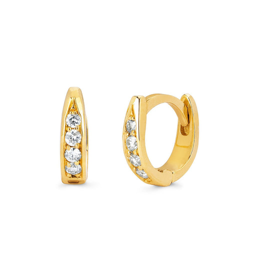 Logan Hollowell - Pavé Diamond Tusk Huggies in Yellow Gold