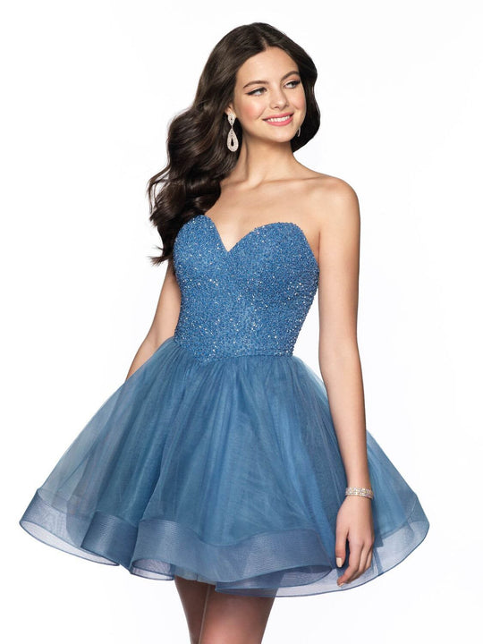 Blush by Alexia Designs - 11803 Beaded Sweetheart Tulle A-line Dress In Blue
