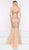 Colors Dress - 1998 Embellished Lace Deep V-neck Trumpet Gown in Neutral