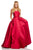 Sherri Hill - 52715 Scoop Neck Strappy Back Long A Line Satin Dress In Red