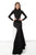 Jovani - 1459 Embellished Long Sleeve Trumpet Dress With Train In Black