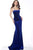 Jovani - 68662 Square Neck Velvet Column Dress In Blue