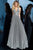 Jovani - 2090 Embellished Deep Halter V-neck A-line Dress In Gray